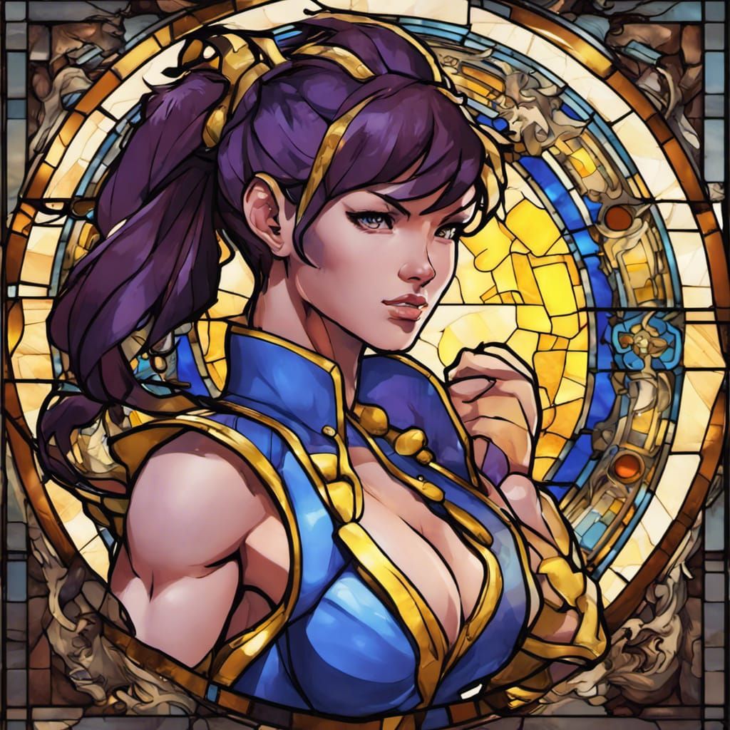 Stained Glass Chun Li: A Dark Fantasy Masterpiece