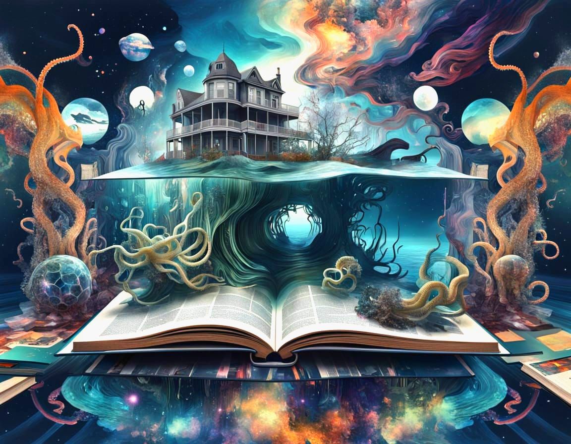 Cosmic Horror Collage in Mixed Media