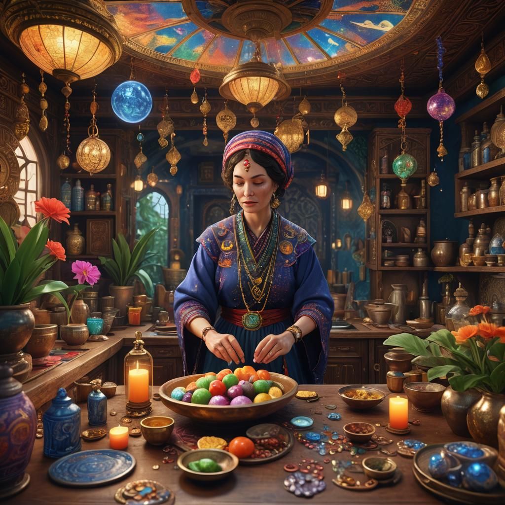 Tropical Fortune Teller in Klimt Style