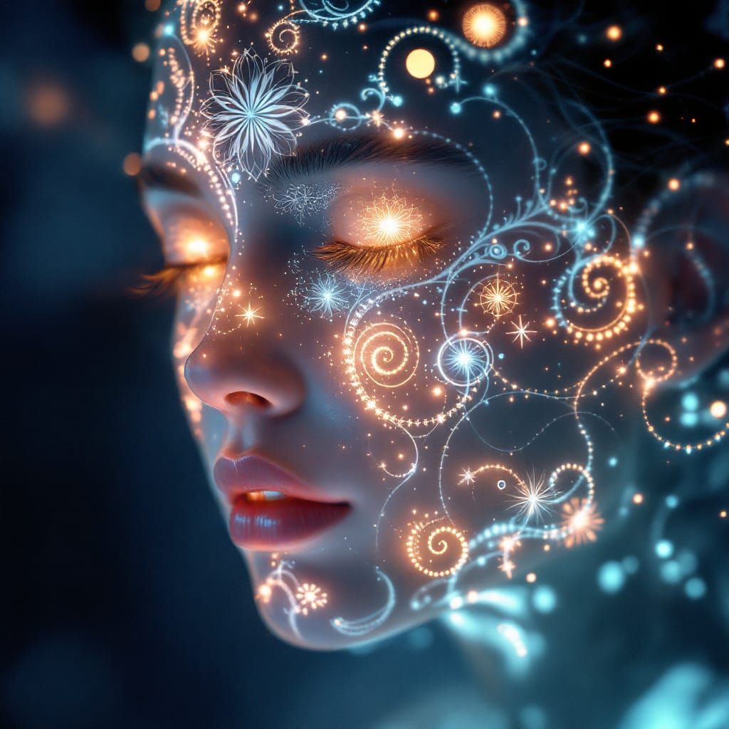 Ethereal Glowing Face in Hyperdetailed Digital Art