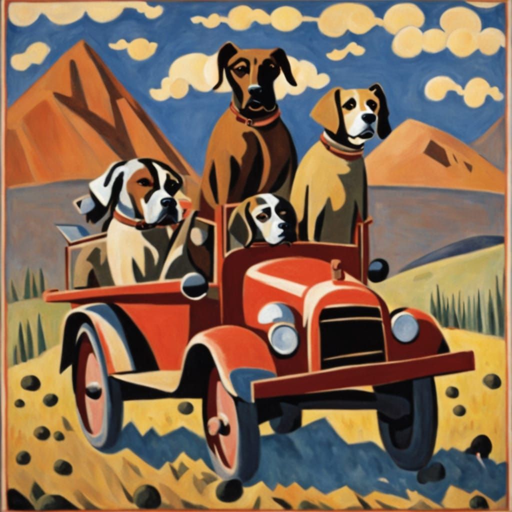 Canine Cowboy Conquers the Open Steppe in Whimsical Realism