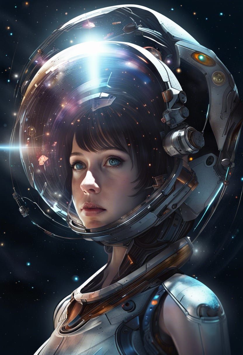 Android Girl in Space: A Sci-Fi Illustration