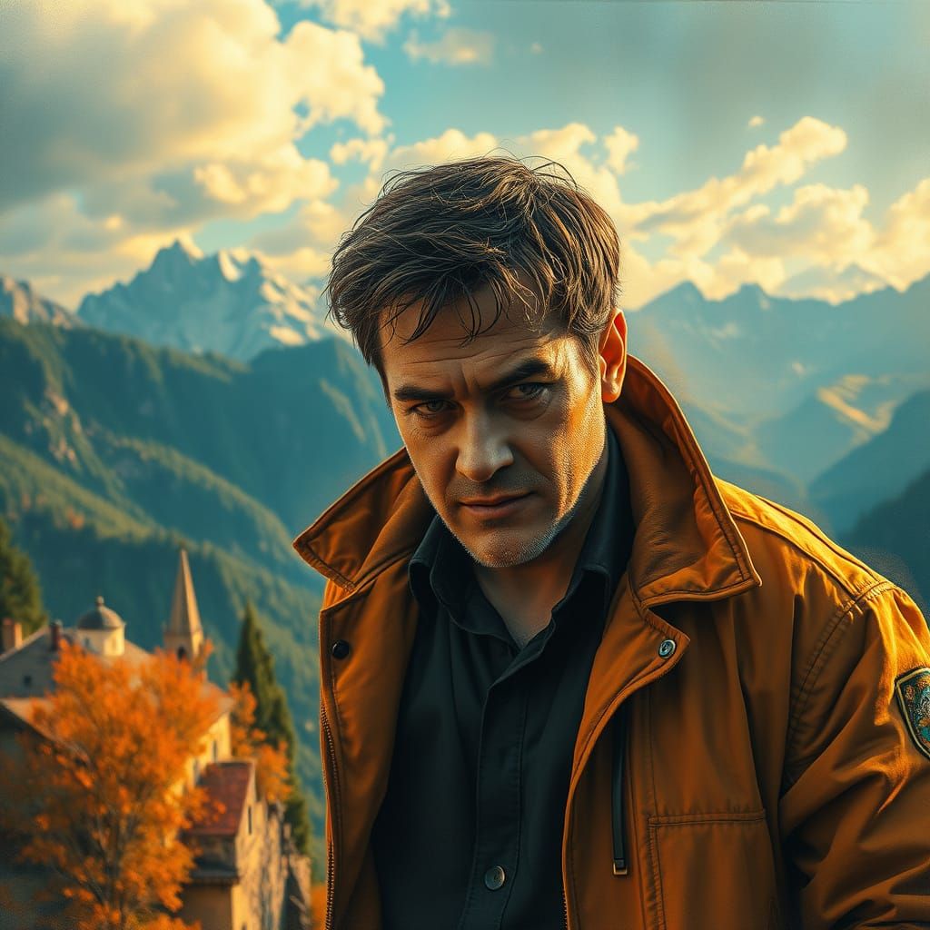 Cinematic Charcoal Portrait of Quentin Tarantino in Trentino