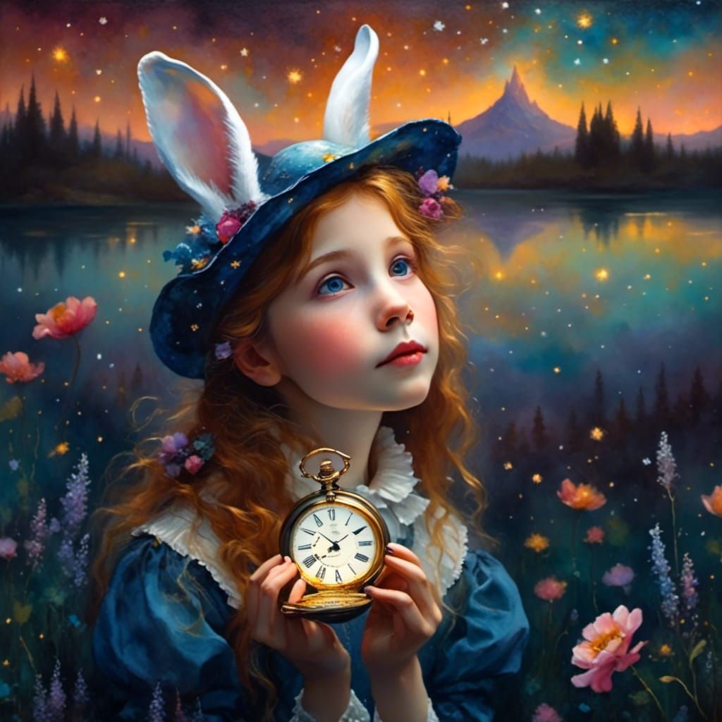 Alice in Wonderland: Dark Watercolor Dreamscape