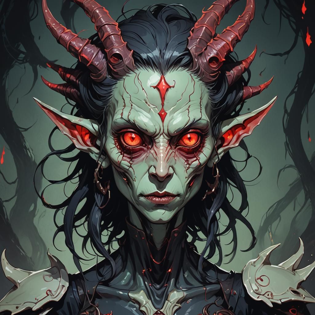 Eldritch Porcelain Goblin in Anime Style