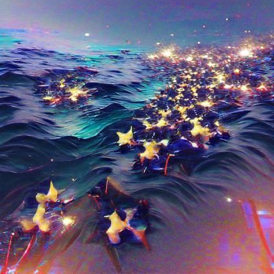 Serene Starry Seascape Reflecting Cosmic Sky