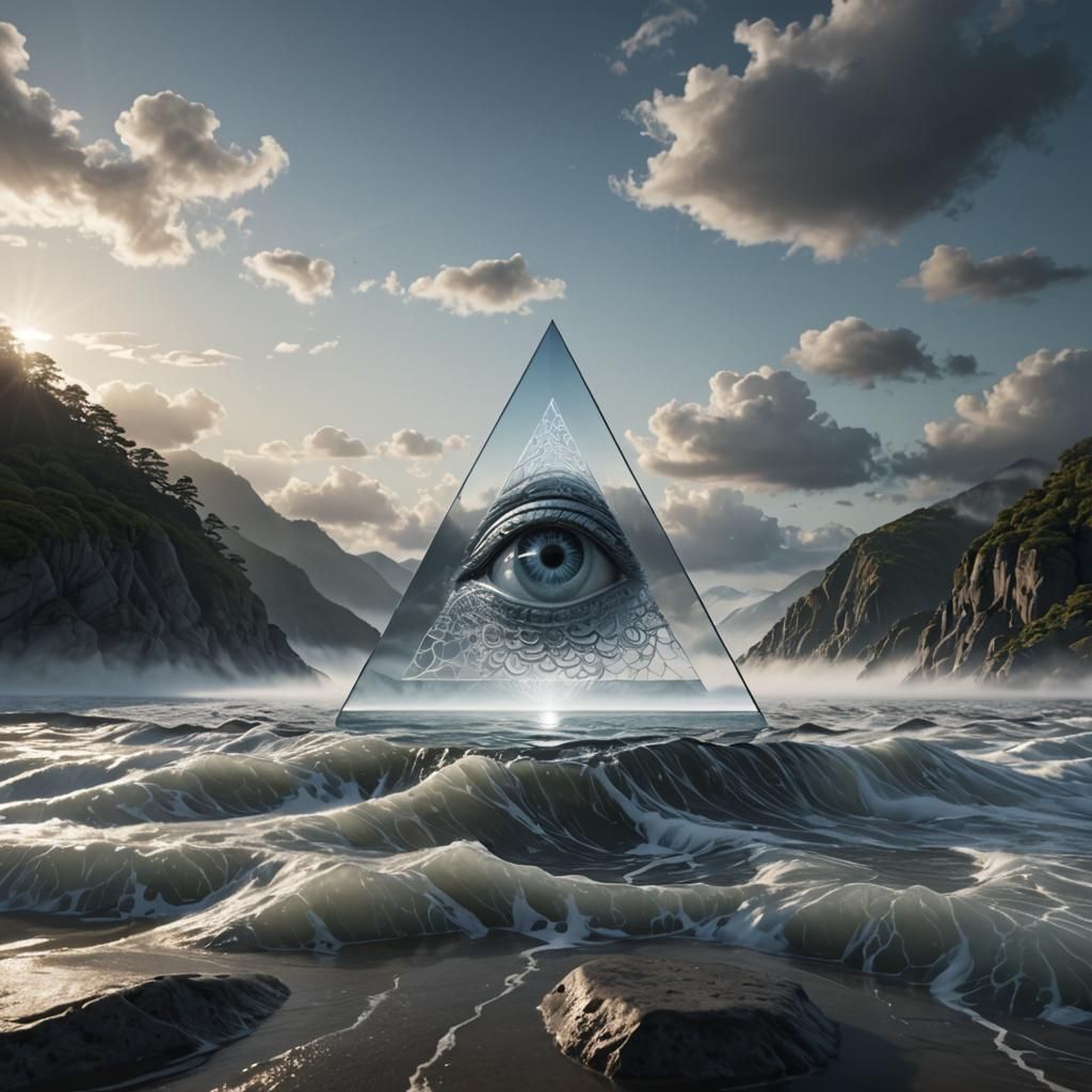 Futuristic Optical Illusion: Glass A with Brain