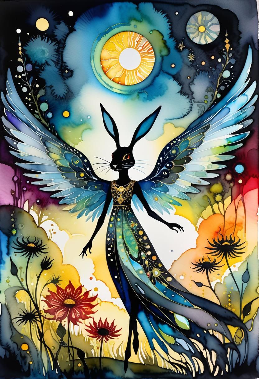 Iridescent Cosmos in Vibrant Watercolor Style