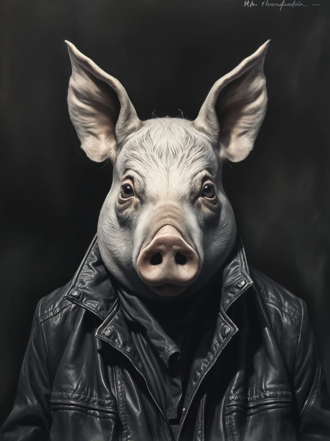 Dark, Moody Portrait of a Pig-Man in Hyperdetailed Charcoal