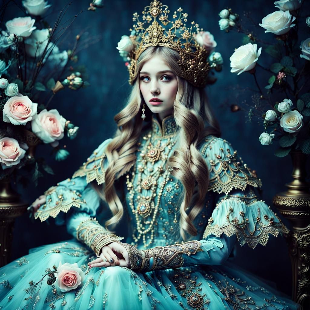 Woman with Roses in Ethereal Style