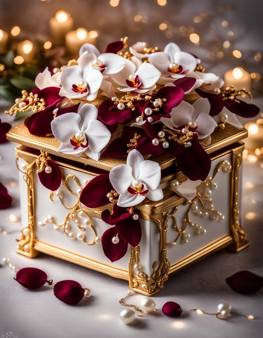 Exquisite Floral Wedding Box with Porcelain Details