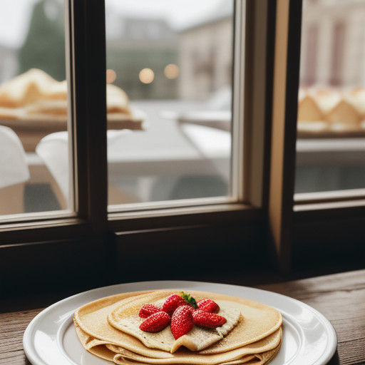 Golden Crepes on a Charming French Patisserie Table