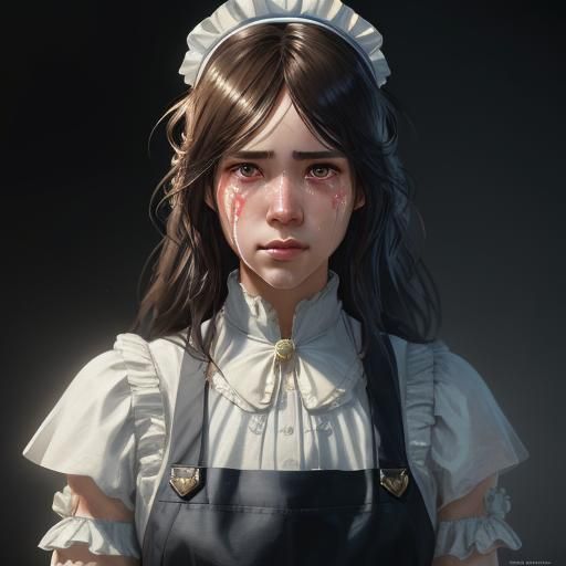 Detailed Portrait of a Crying Maid