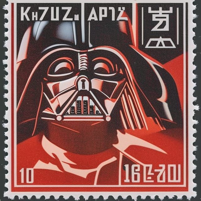 Darth Vader Soviet Stamp in Socialist Realism Style