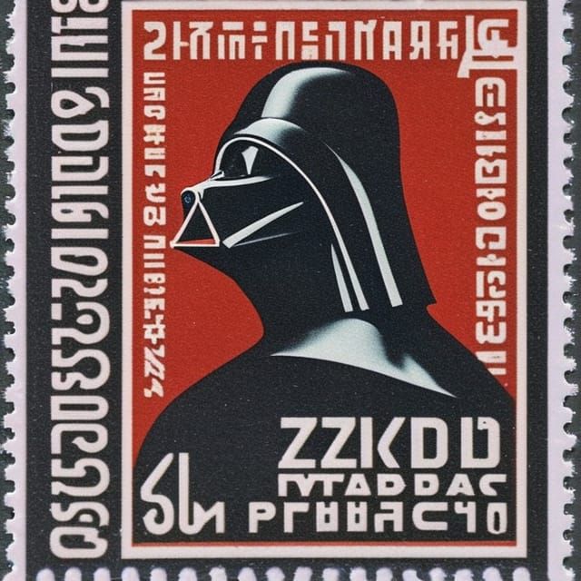 Darth Vader Soviet Propaganda Stamp in 1940s Style