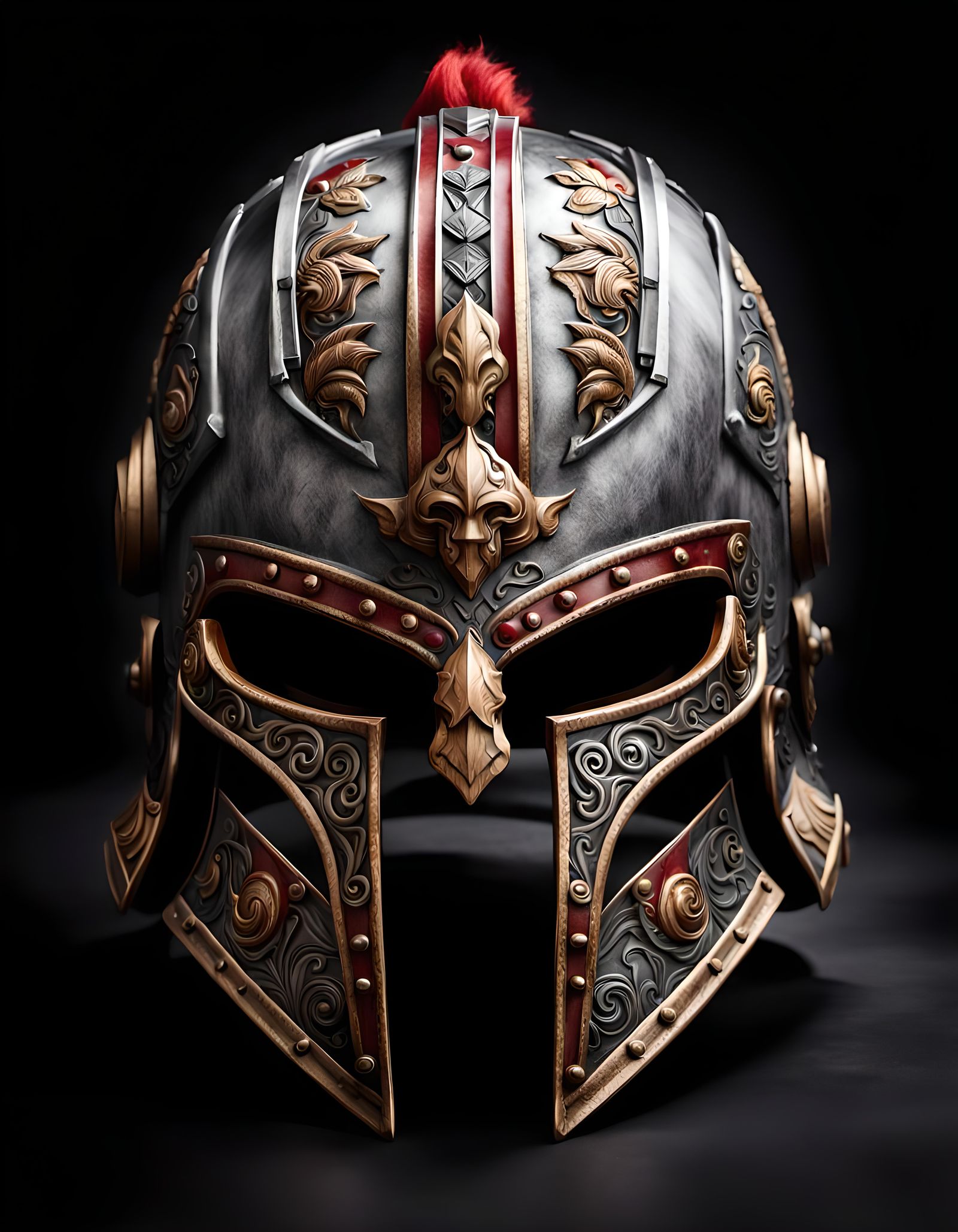 Detailed Spartan Helmet with Red Plume