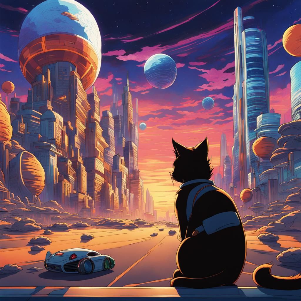 Android 17 Cat Battles Xenomorphs in Anime Future