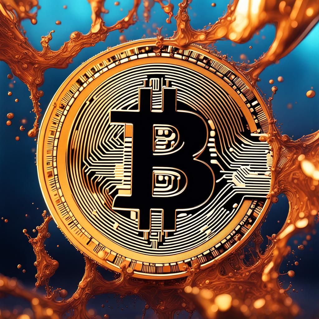 Hyperrealistic Bitcoin in Splash Art Style