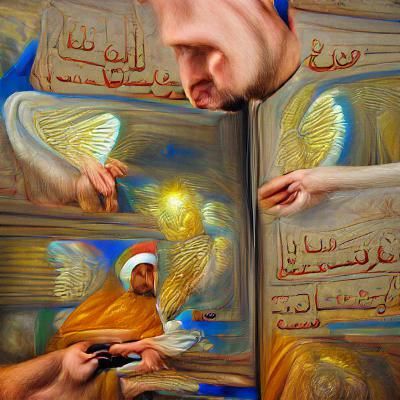 Gabriel Reveals Quran to Mohammed: Renaissance Painting