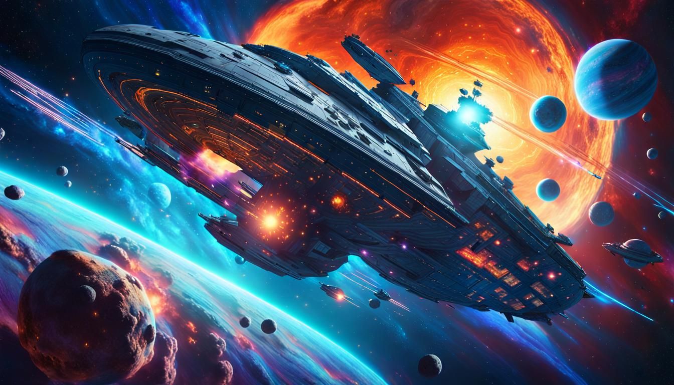 Generation Ship Sails Through Star-Filled Nebula