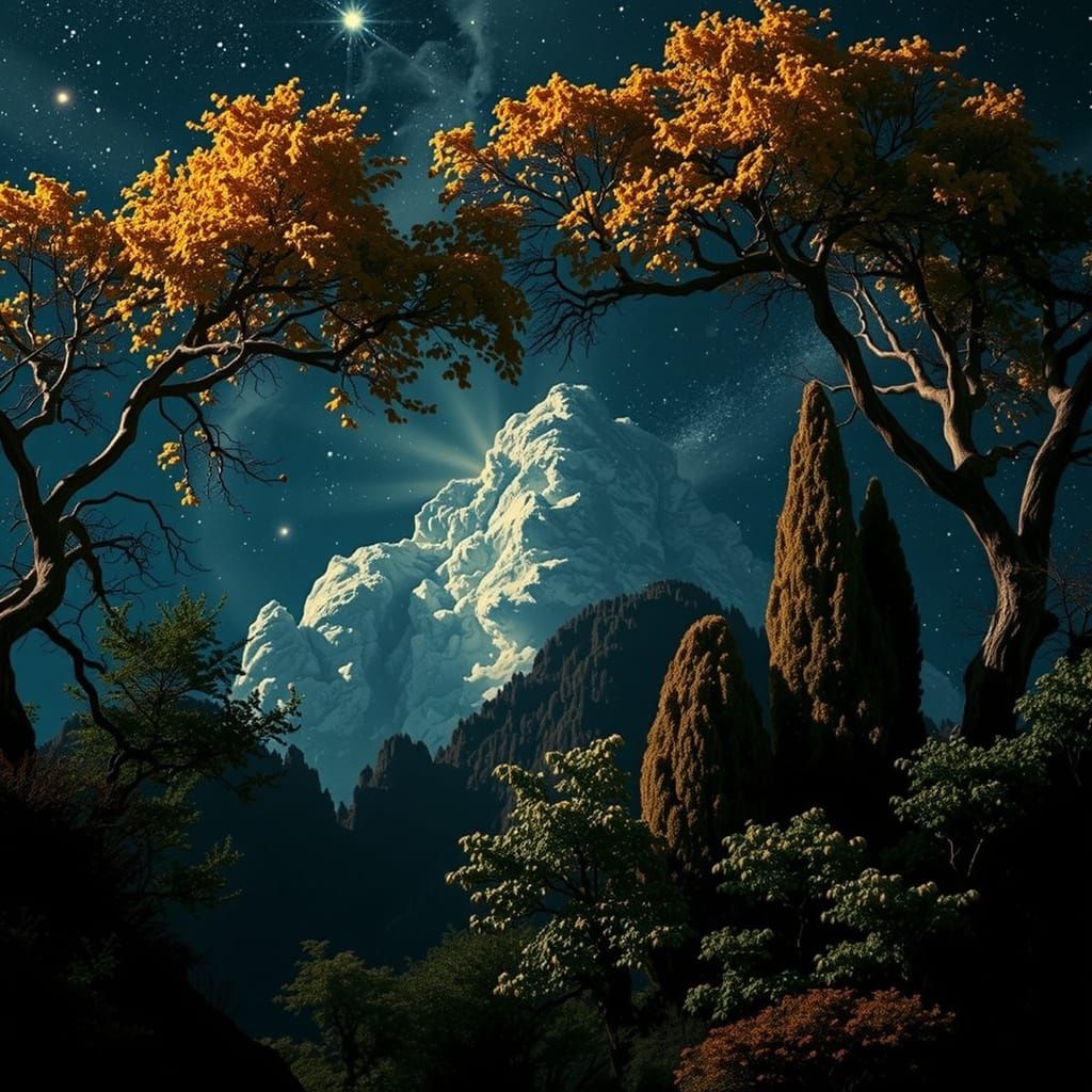 Golden Leaf Trees Under Radiant Light