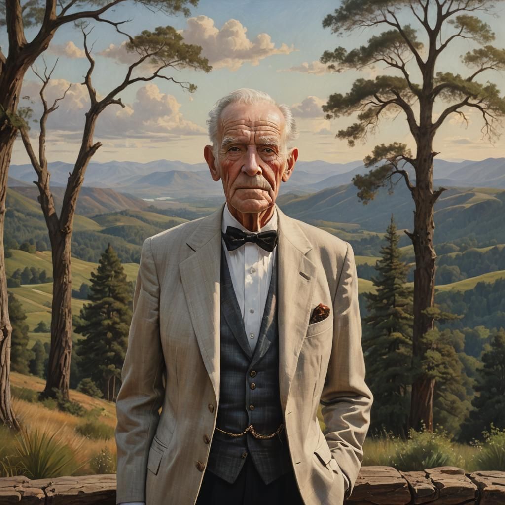 Scottish-American Man in Rolling American Landscape