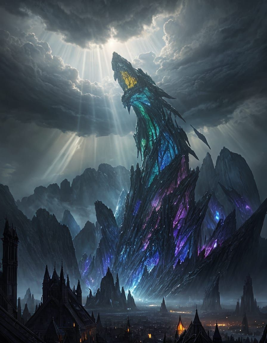 Stained Glass Serpent in Stormy Light