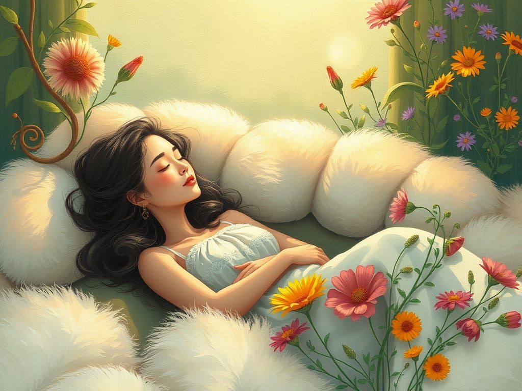 Whimsical Woman Lost in Nature's Serenity