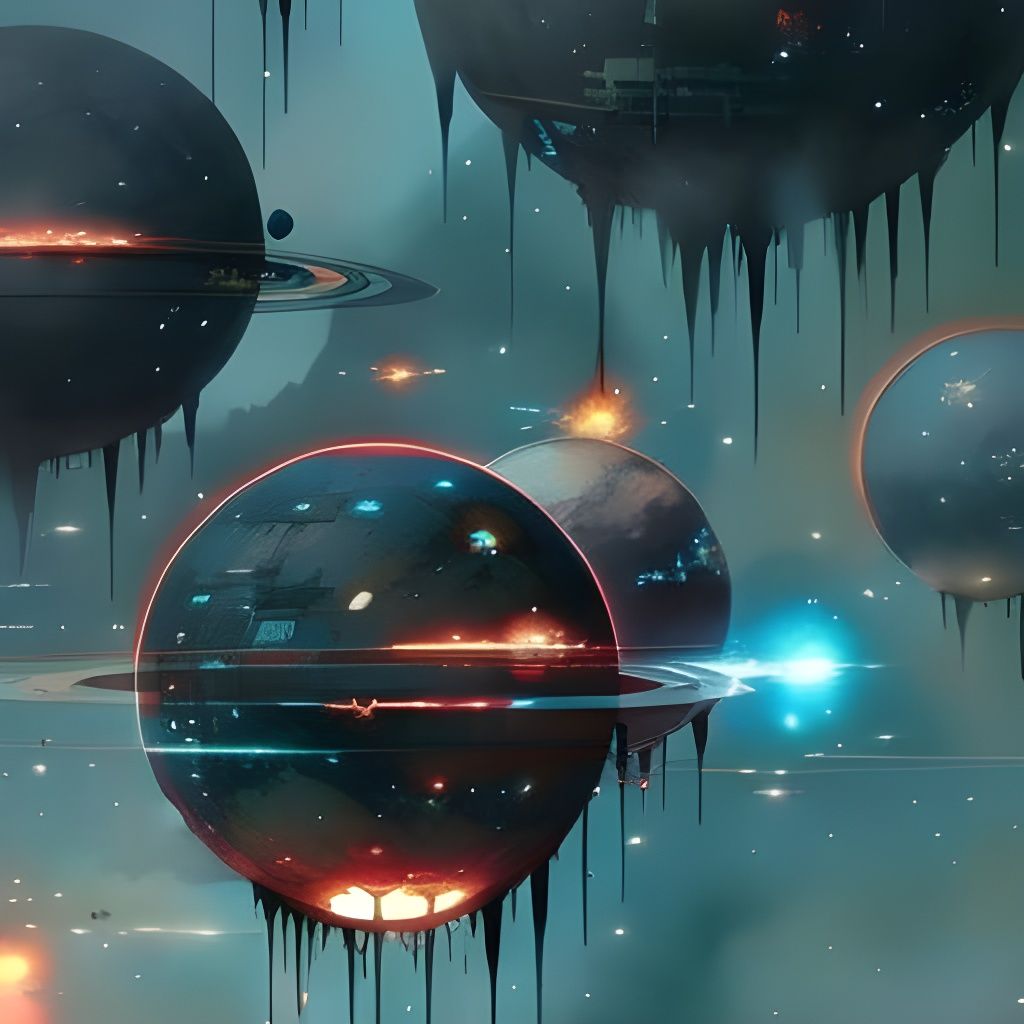 Miniature Fantasy Planets in Starry Nebula Sky