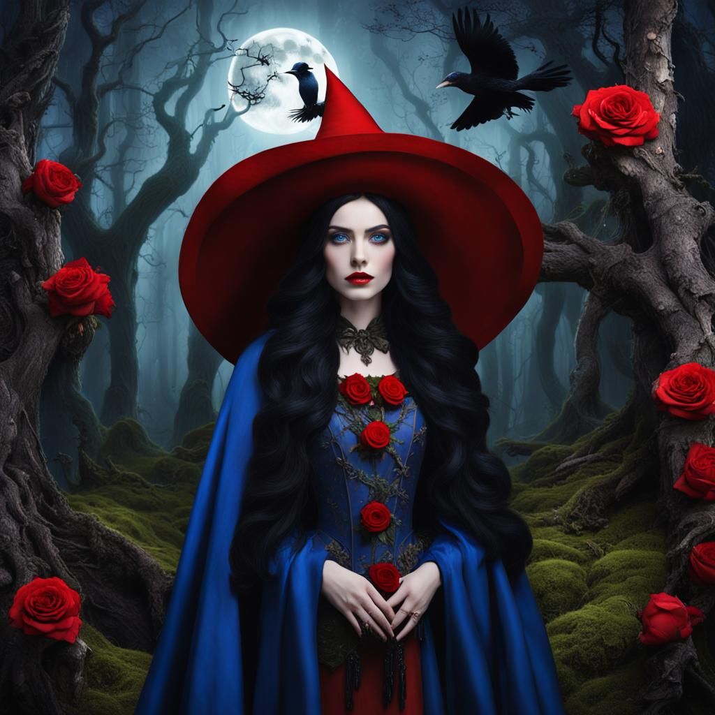 Mystical Woman in Forest, Fantasy Concept Art