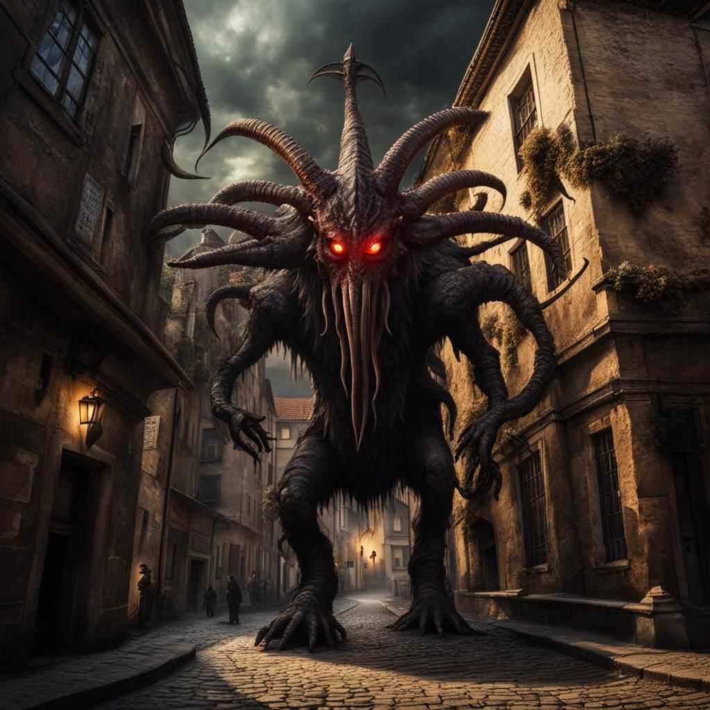Cthulhu Mythos Monster in Gothic Town