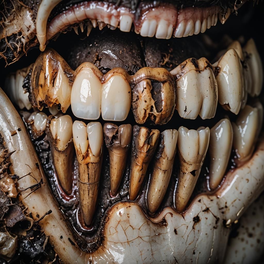 Macro Photograph of Decaying Teeth Close-Up