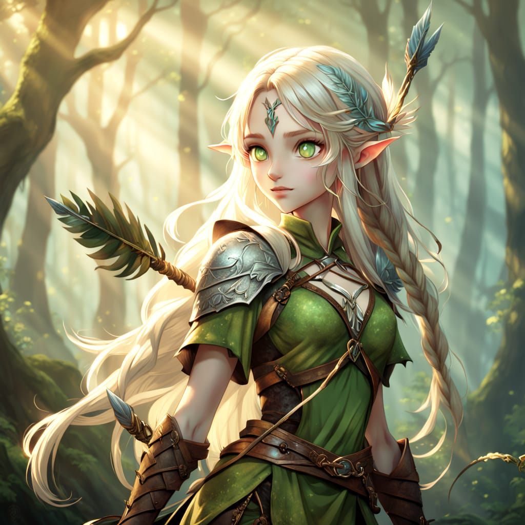 Ethereal Anime Maiden in Misty Forest