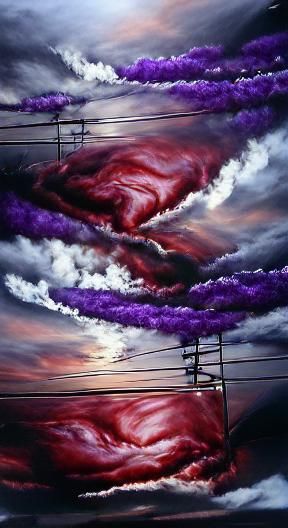 Hyperrealistic Crimson Sky Artwork in Ultra Violet