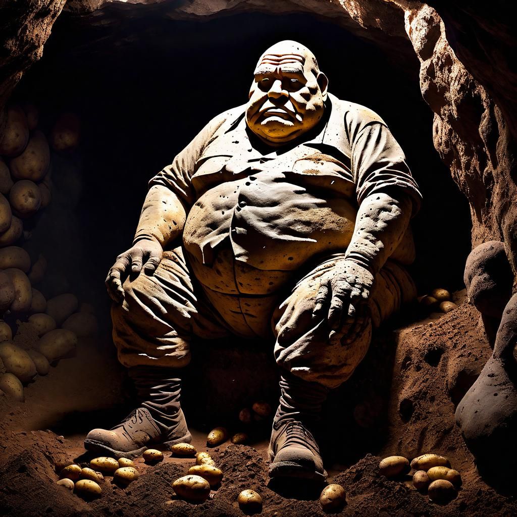 Potato Man in Underground Dirt Cave