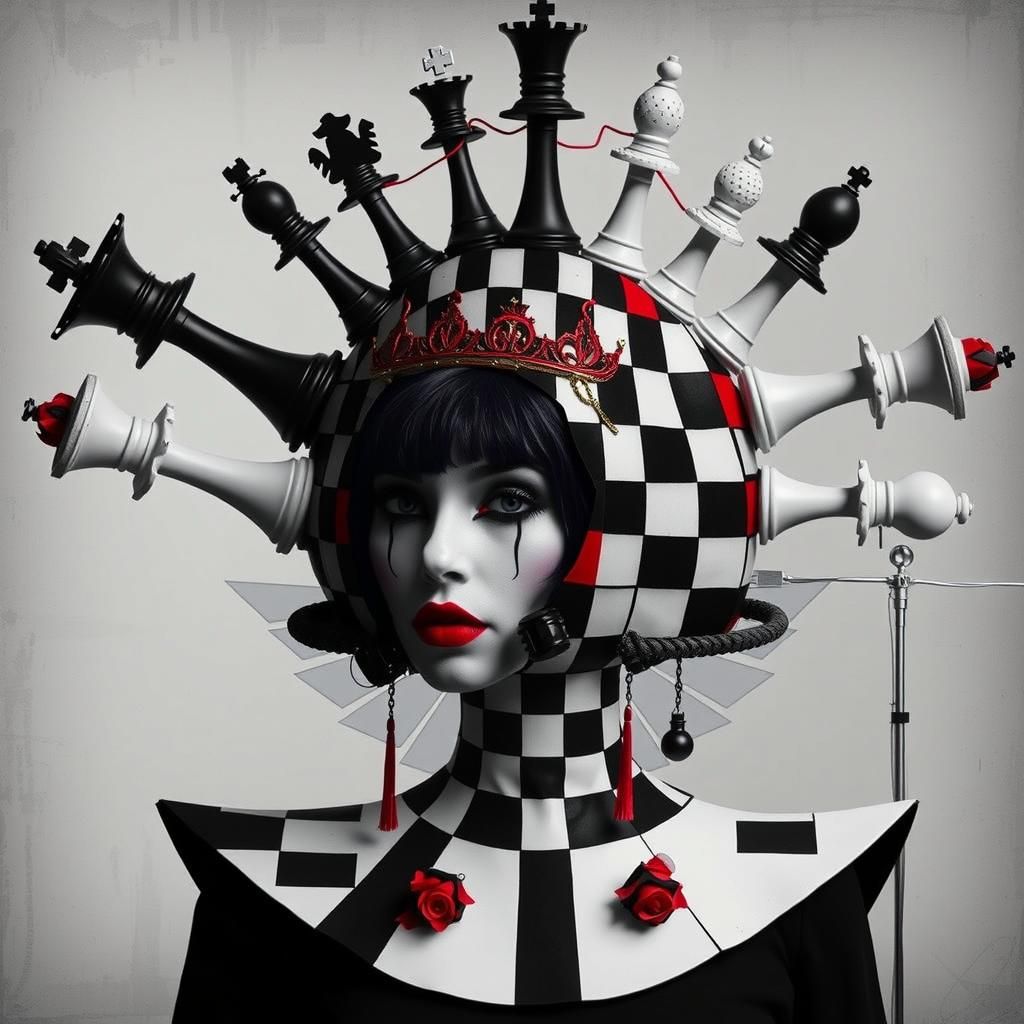 Chess Punk Queen in Dada Black and White