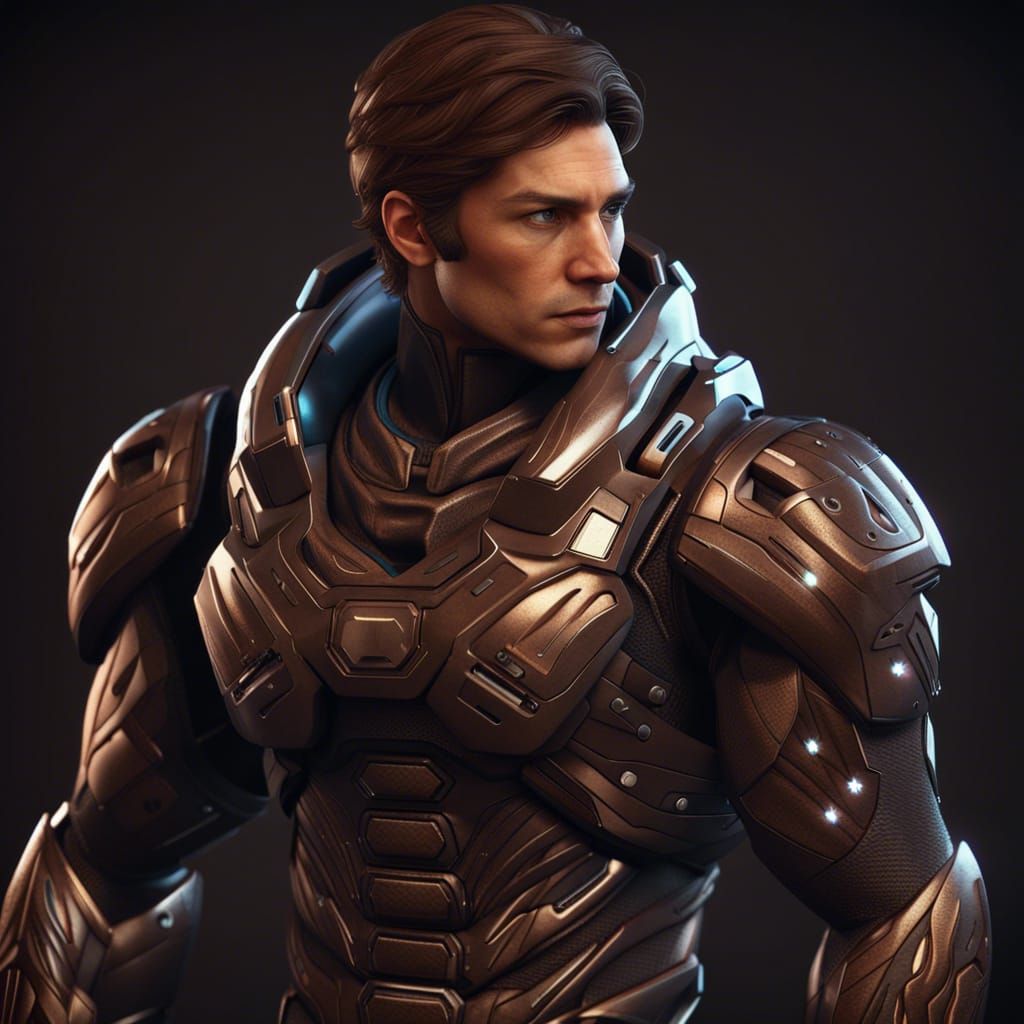 Starship Commander in Detailed Carbon Fiber Armor