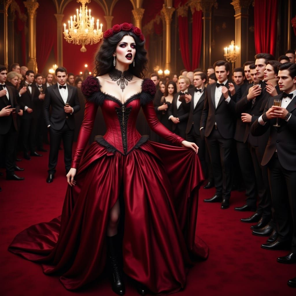 Crimson Vampiress on the Red Carpet: Gothic Glamour