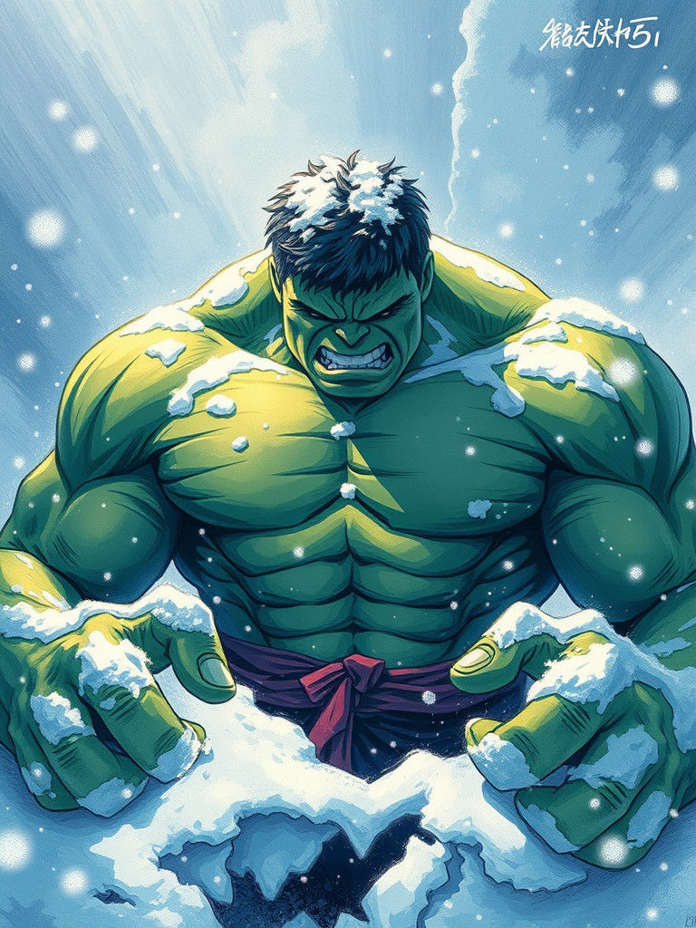 Hulk Shivering in the Snow: Manga Style