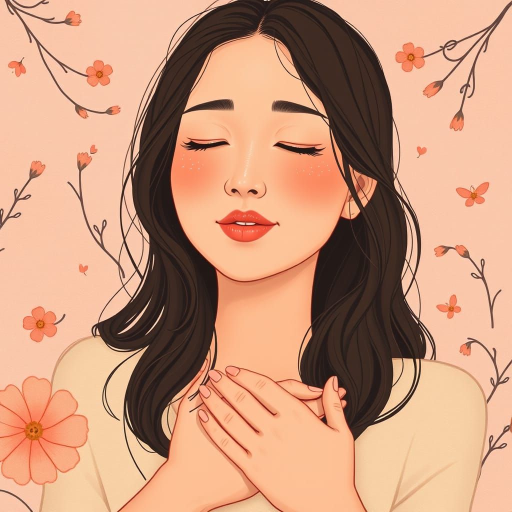 Compassionate Woman Helping Others in Delicate Pastel Art