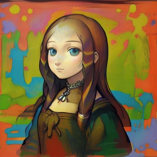 Abstract Mona Lisa with Complementary Colors