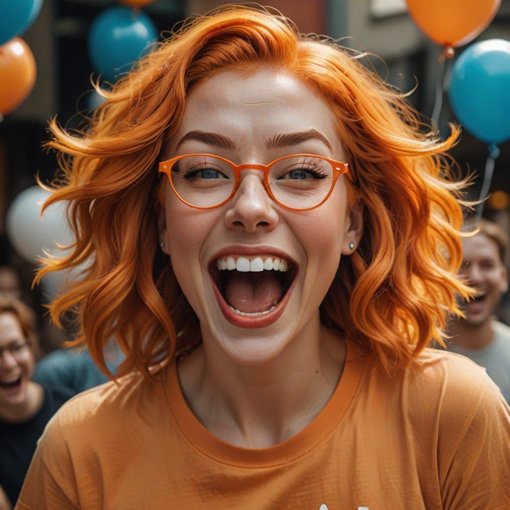 Goddess in Hyperrealistic Glamour Shot Expressing Joy