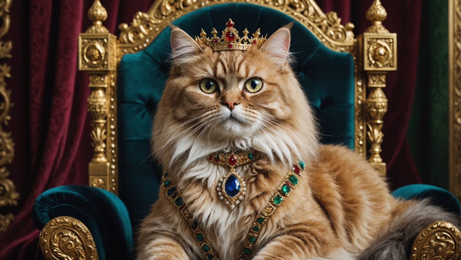 Majestic Persian Cat on Throne in Photorealistic Style