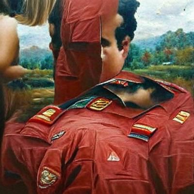 Pablo Escobar in USSR Outfit, Oil Painting