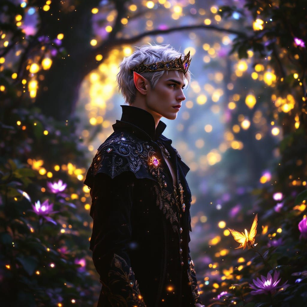 A young Elven Lord inspects the night's activities.