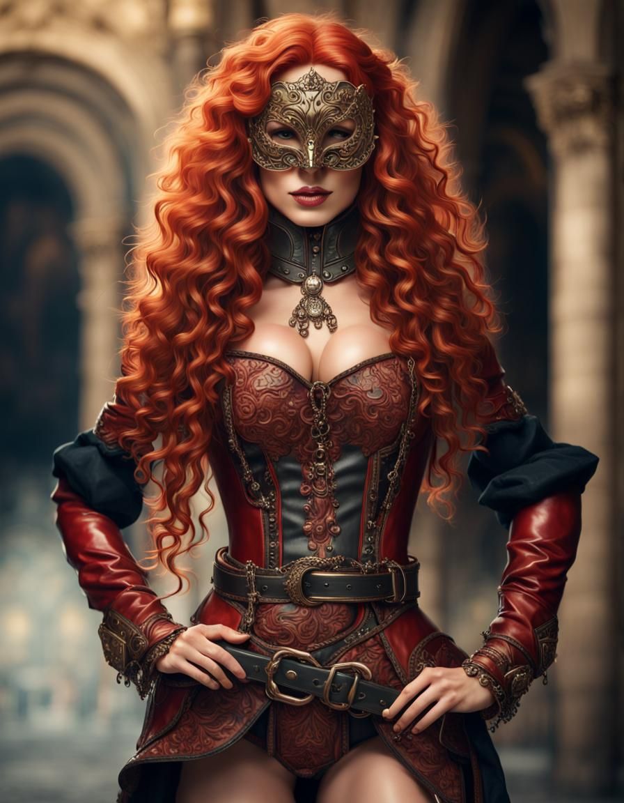 Stunning Woman with Red Hair in Photorealistic Style