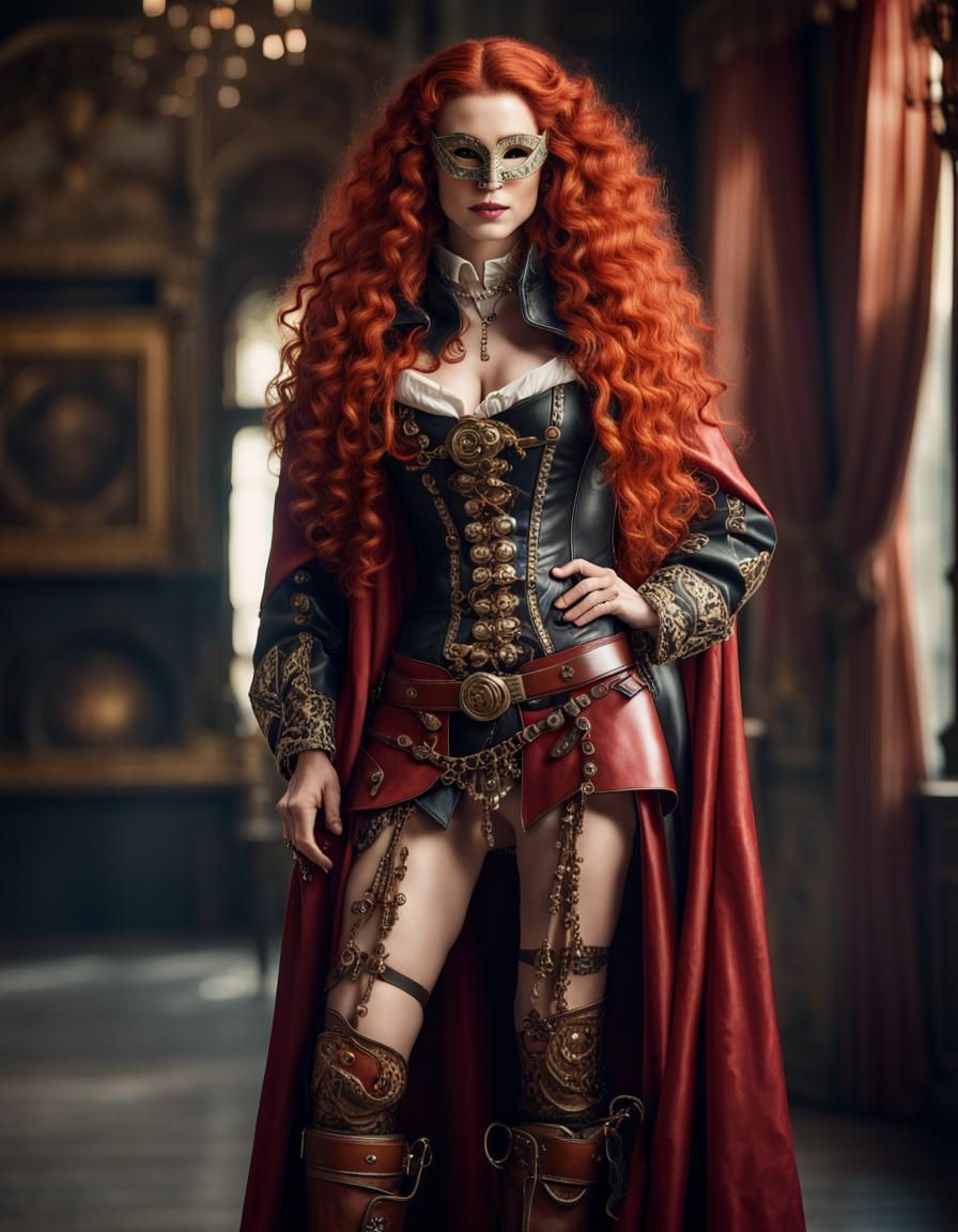 Beautiful Woman with Red Hair in Photorealistic Style