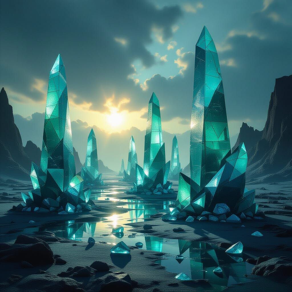 Apocalyptic Sea Glass Sculptures Under Dying Sun