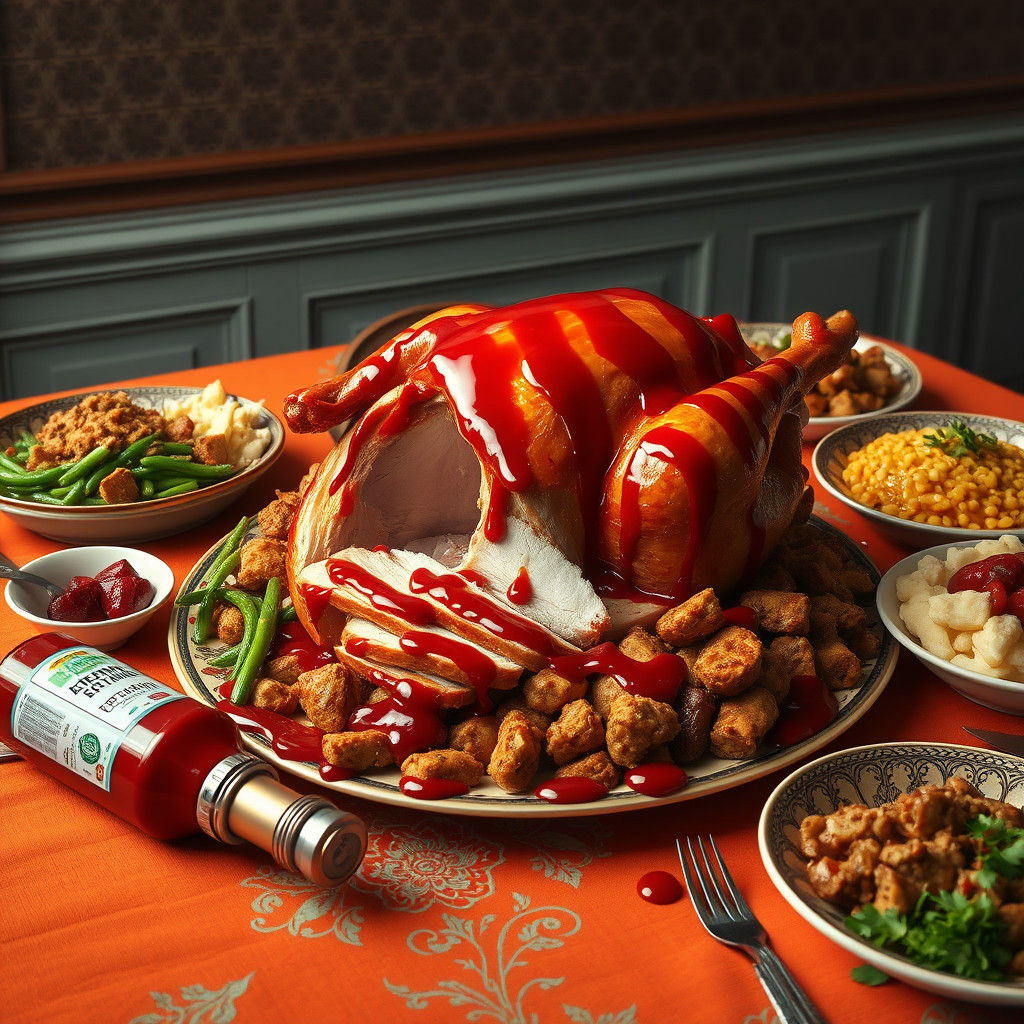 Ketchup-Covered Thanksgiving Feast: A Fantasy Concept Art