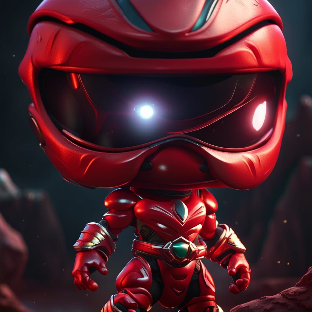 Red Power Ranger Chibi in Detailed Matte Style